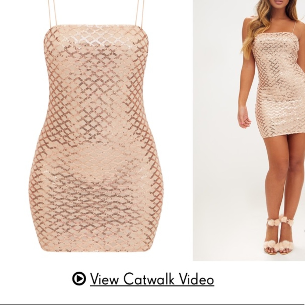 Rose Gold Strappy PrettyLittleThing Dress